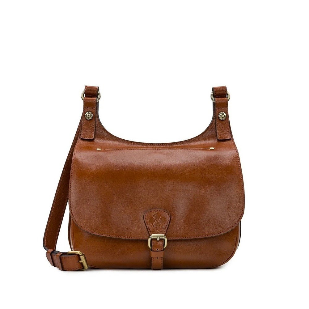 Patricia Nash Chestnut Brown Leather Crossbody Saddle Bag